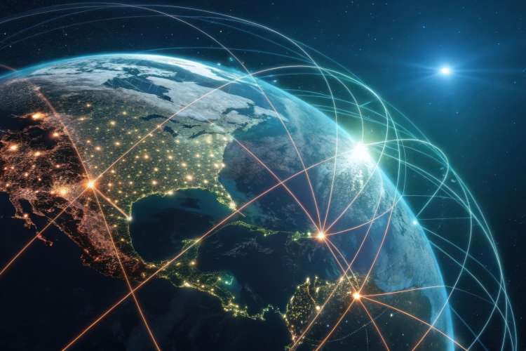 Earth orbit with bouncing signals from the ground