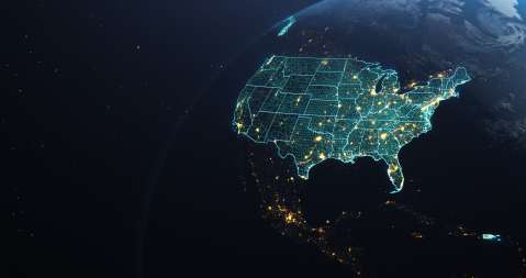 United States viewed at night from space 