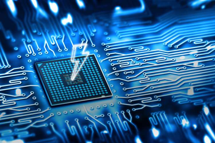 graphic of microchip and electricity