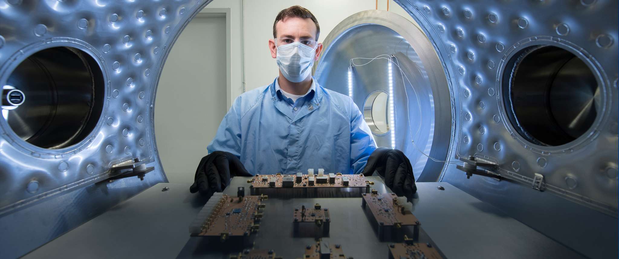 Located on Aerospace's Chantilly campus, the Payload Characterization and Environments (PACE) Laboratory performs environmental testing of SmallSat payloads.