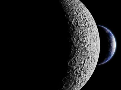 Earth behind the moon