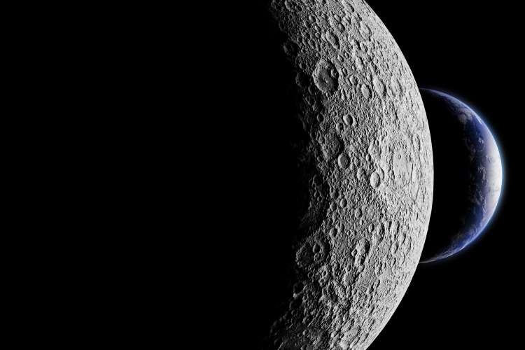 Earth behind the moon