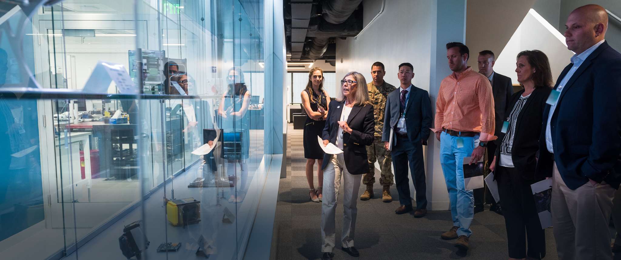 Distinguished guests, including members of the Congressional staff and Space Systems Command, visit the Aerospace campus for a guided tour of our state-of-the-art facilities.