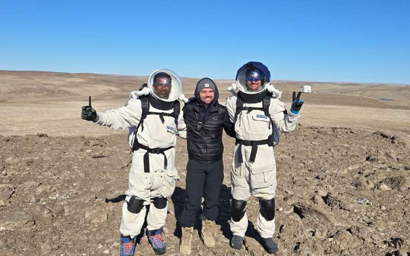 Jahn and teammates suited up at the MARS habitat.
