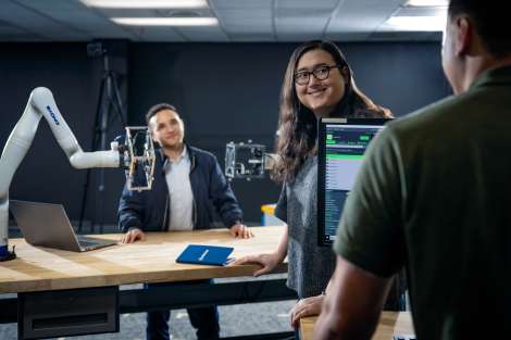 Researchers in Aerospace Robotics lab