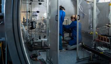 Aerospace researchers in the propulsion lab