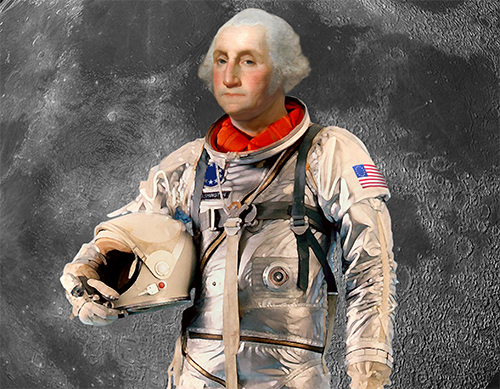Artist rendering of President George Washington in a space suit