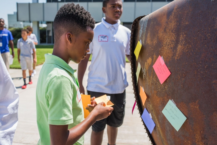 Student working on scavenger hunt for El Segundo STEM Workshop