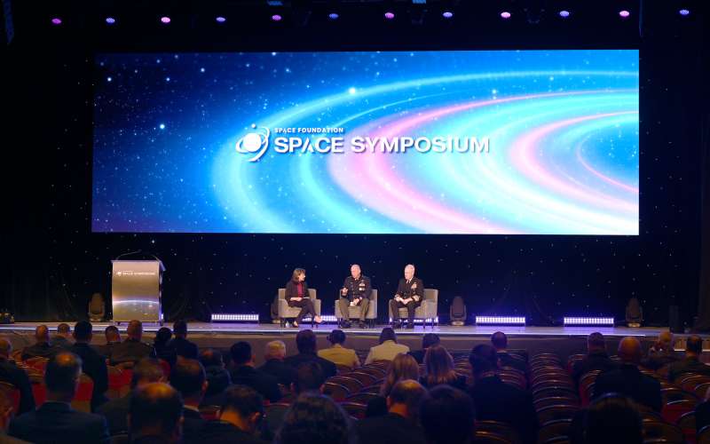 Tanya Pemberton, Gen Gutlein, and VADM Whitworth at Space Symposium.