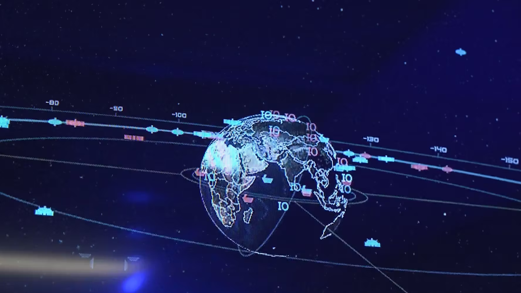 Graphic of earth with computing numbers