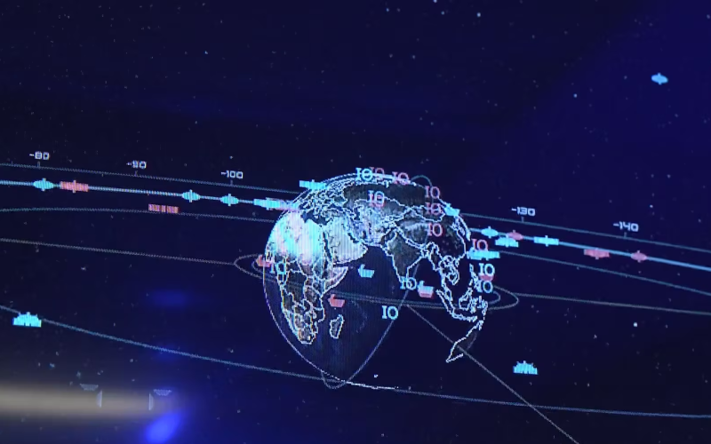Graphic of earth with computing numbers